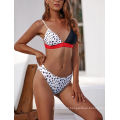 Wholesale Summer Off Shoulder Cartoon Bikini Strap Two Pieces Leopard Cute Dot Women Swimwear